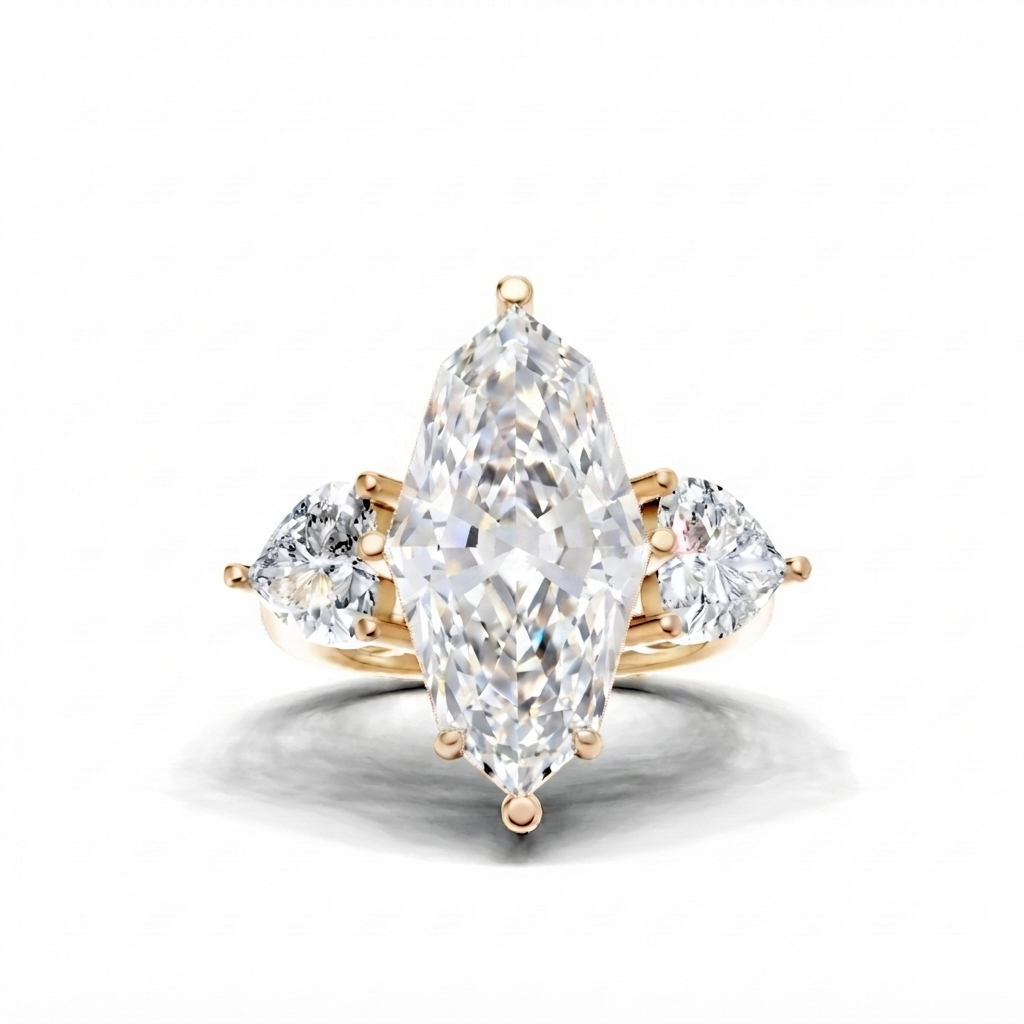 3.12cts Lab Grown G Color VS1 Marquise Shape Diamond 14K Yellow Gold Engagement Ring